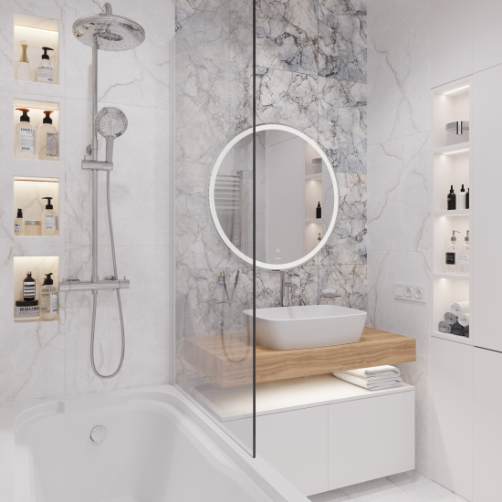 Мебель для ванной Stworki Ольборг 100 столешница дуб французский, без отверстий, 2 тумбы 50, с раковиной Vitra Shift