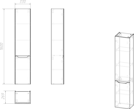 Пенал Stworki Вестервик 160 белый