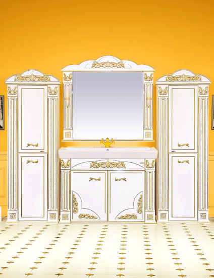 Тумба с раковиной Misty Барокко 120 прямая бежевая, патина