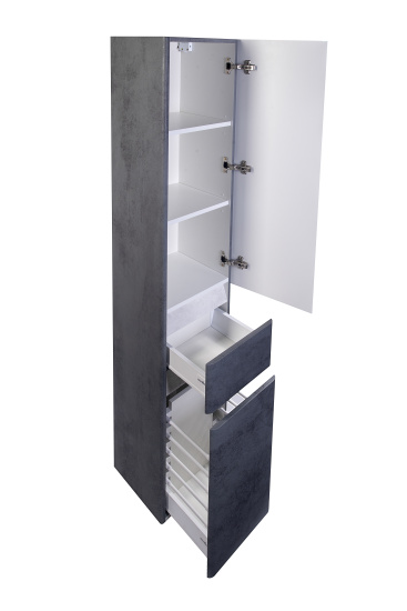 Пенал Style Line Атлантика 35 с корзиной, Люкс бетон темный, Plus