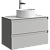 Тумба с раковиной Aqwella 5 stars Geometria 80 подвесная 2 ящика, серый туман, столешница белый мрамор