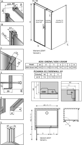Душевой уголок Radaway Nes KDS I 140x75 L