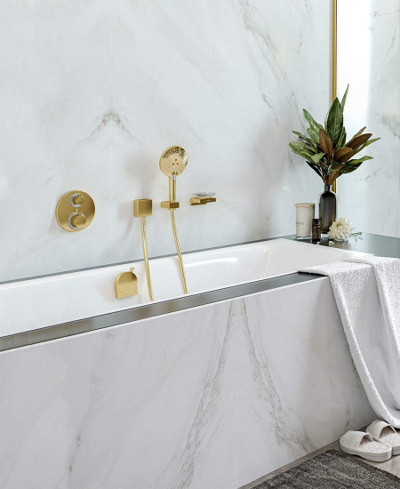 Смеситель для душа Hansgrohe Ecostat S 15758990 термостат, полированное золото