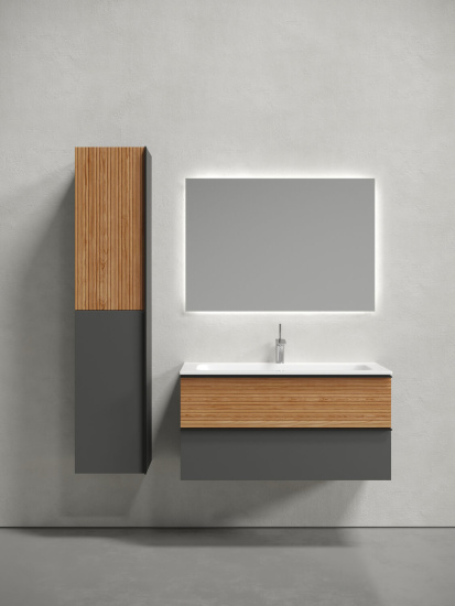 Тумба с раковиной Sancos Delta 100 дуб красный/графит, DL100GR