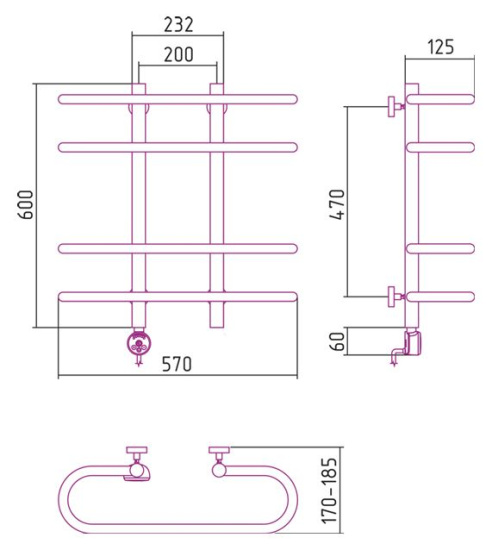 Полотенцесушитель электрический Сунержа Фурор 60x60 L
