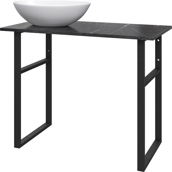 Консоль Diwo Элиста 100 чёрный мрамор, с раковиной Moduo 55 Leaf