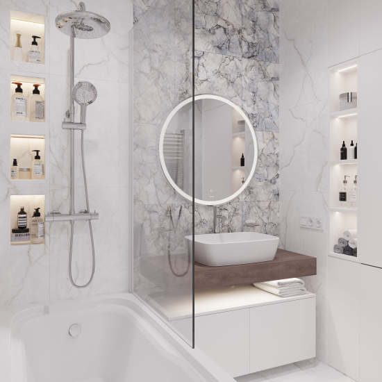 Мебель для ванной Stworki Ольборг 100 столешница дуб карпентер, без отверстий, 2 тумбы 50, с раковиной Vitra Shift