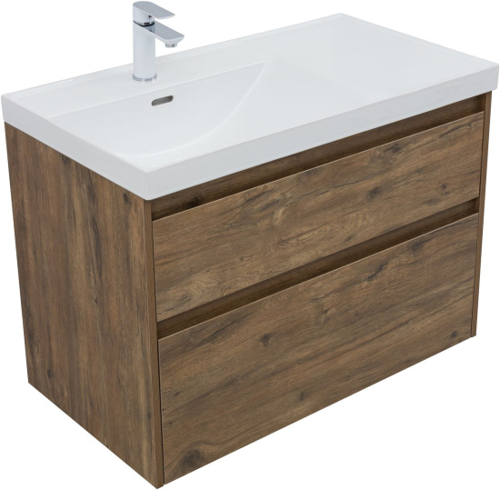 Тумба с раковиной Aquanet Nova Lite 2.0 90 L 2 ящика, дуб рустикальный