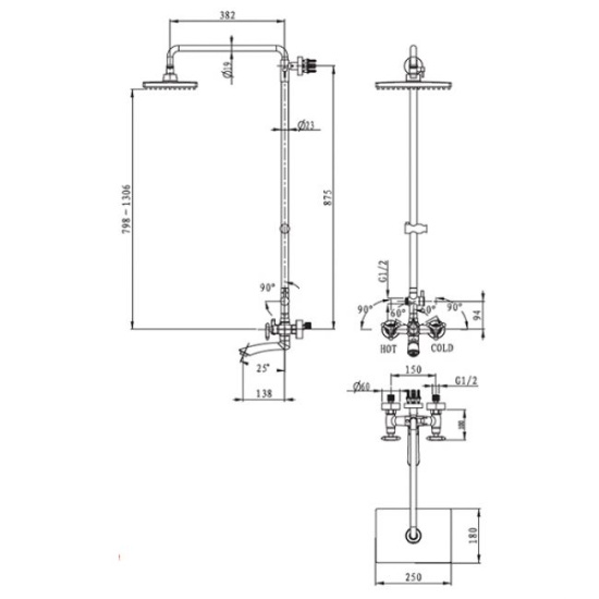 Душевая стойка Kaiser Trio 57288