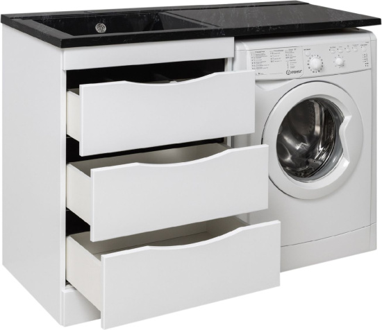 Мебель для ванной Runo Орион 60 раковина черный мрамор, под стиральную машину