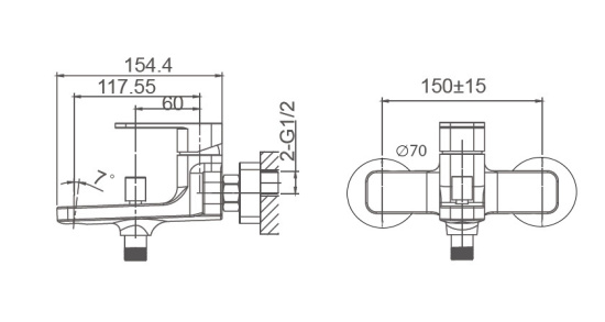 Смеситель для ванны Wonzon & Woghand Arnie WW-693101-MB