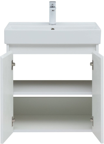 Тумба с раковиной Aquanet Nova Lite 60 белый глянец, с дверками