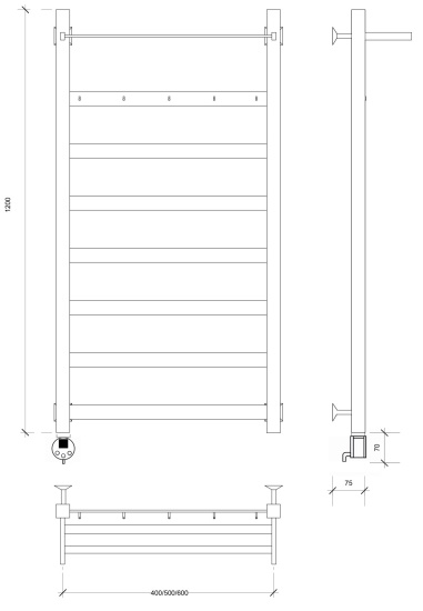 Полотенцесушитель электрический Secado Комано 1 КСП 120/50 L, хром