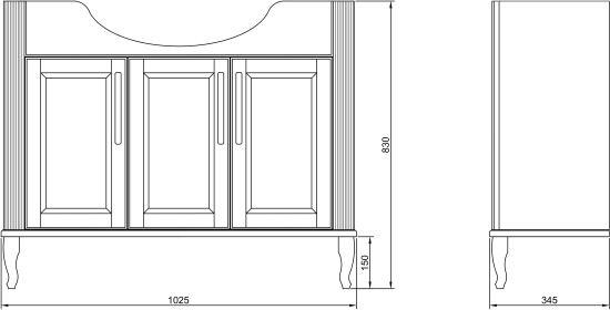 Тумба с раковиной ValenHouse Эллина 105 патина золото