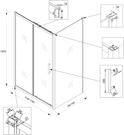 Душевой уголок Veconi Rovigo RV-072B 120x80