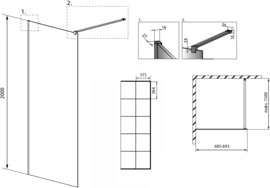 Душевая перегородка Radaway Modo X Black II Factory 70