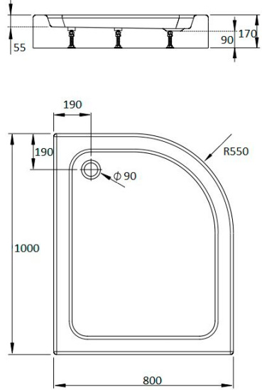 Поддон для душа Radaway Laros E Compact 100x80, L