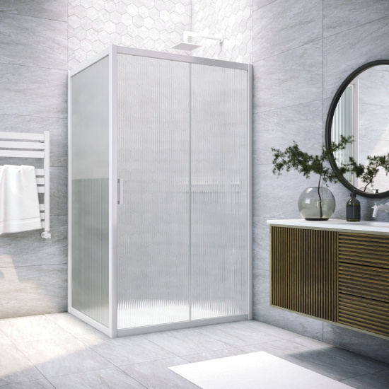 Душевой уголок Vegas Glass ZP+ZPV NOVO h2000 100*70 01 Moru, профиль белый, стекло Moru