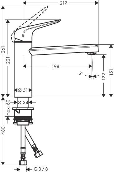 Смеситель для кухни Hansgrohe Focus M42 71806800 сталь