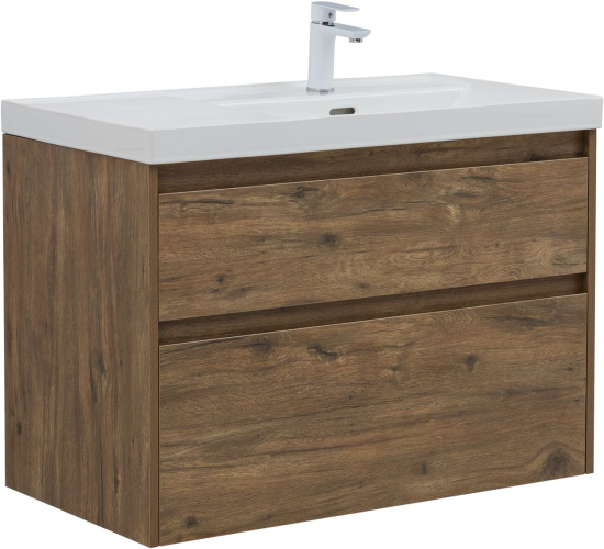 Тумба с раковиной Aquanet Nova Lite 2.0 90 R 2 ящика, дуб рустикальный
