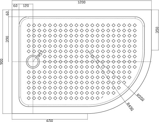Поддон для душа Cezares Tray R550 120х90 см акриловый L