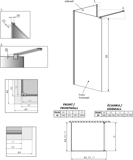 Душевая перегородка Radaway Modo New Black IV 90x80