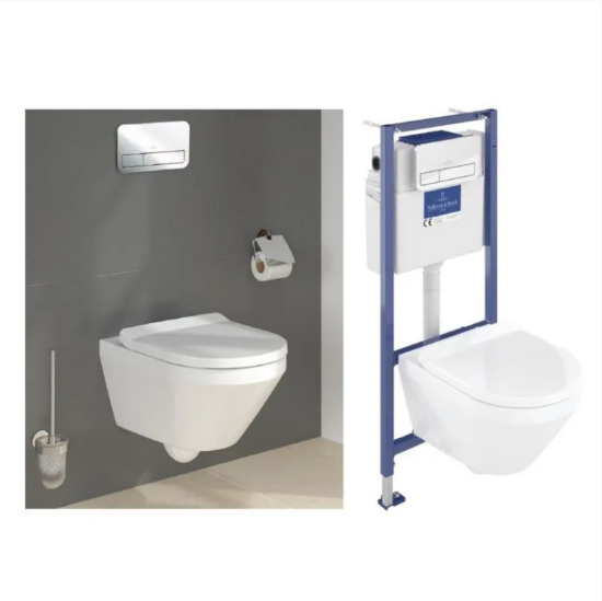 Инсталляция с унитазом Villeroy & Boch Architectura 4616D301, сидение микролифт, кнопка смыва белая