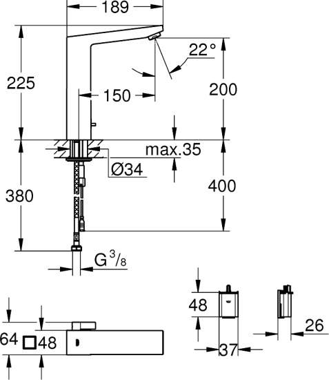 Смеситель для раковины Grohe Eurocube E 36441000 хром