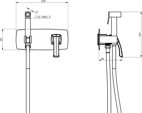 Гигиенический душ Lemark Nubira LM6219ORB со смесителем, с внутренней частью