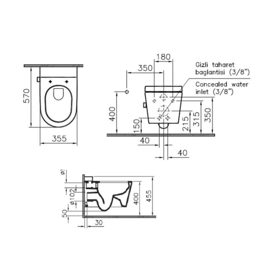 Унитаз подвесной Vitra Nest 5176B003-6233 с функцией биде, встроенным смесителем