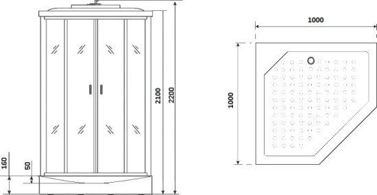 Душевая кабина Niagara Premium NG-6902-01D Black 100x100