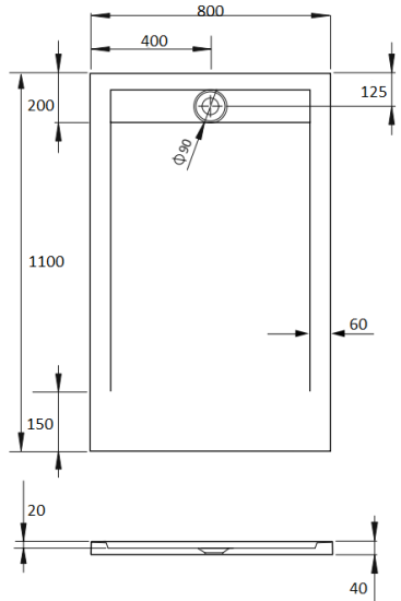 Поддон для душа Radaway Teos F 110x80 black, с сифоном