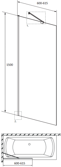 Шторка на ванну Radaway Idea Black PNJ II Frame 60