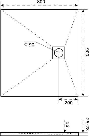 Поддон для душа Good Door Essentia 80x90 графит