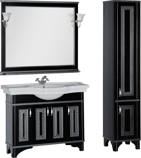 Зеркало Aquanet Валенса 110 черный краколет/серебро