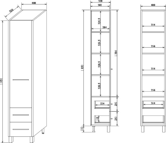 Пенал Sanflor Ларго вяз швейцарский, белый L
