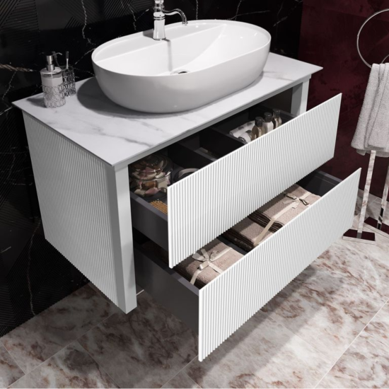 Тумба со столешницей Opadiris Рубинно 90 белая, раковина One