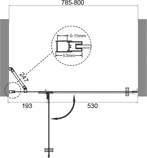 Душевая дверь в нишу BelBagno Kraft B-12-60/20-C-Cr L