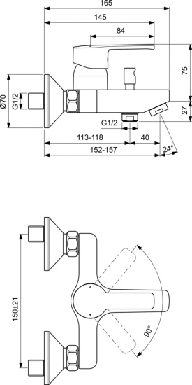 Смеситель для ванны Vidima Uno BA322AA