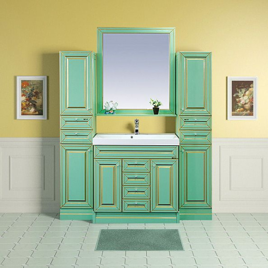 Зеркало Misty Vena 90 салатовое, патина