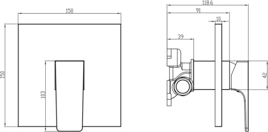 Смеситель для душа Villeroy & Boch Architectura Square TVS12500200061