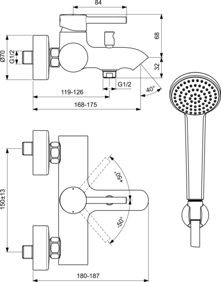 Смеситель для ванны Ideal Standard Ceraline BC270AA