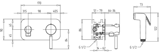Гигиенический душ Migliore Fortis 25042 со смесителем, с внутренней частью