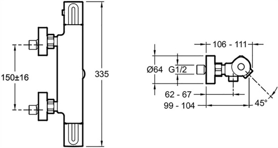 Смеситель для ванны Jacob Delafon Metro E24395-CP термостат