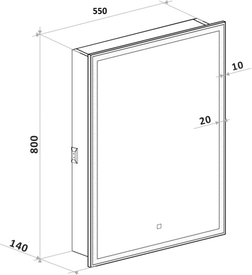 Зеркало-шкаф Art&Max Techno 55 R с подсветкой, белое