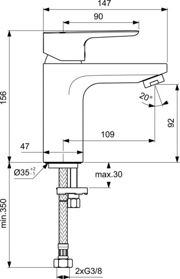 Смеситель для раковины Ideal Standard Ceraplin III Slim BC567AA