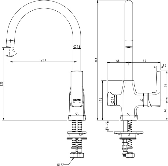 Смеситель для кухни Lemark Ursus LM7261BLR