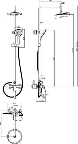 Душевой комплект Rossinka RS45-11 + RS45-46