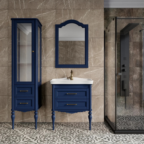 Пенал ValenHouse Эстетика 40 L синий витрина, фурнитура бронза