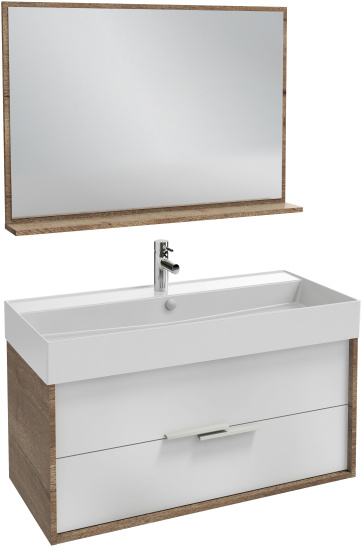 Тумба с раковиной Jacob Delafon Vivienne 100 дуб табак/белый сатин, ручки белые